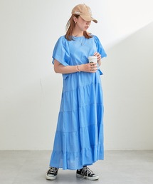 ティアードワンピース×フリルブラウス