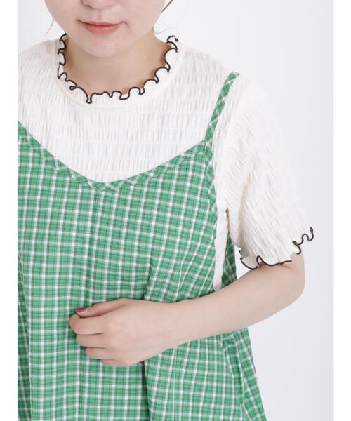 Samansa Mos2(サマンサ モスモス)の「カットシャーリング配色メロー半袖カットソー(Tシャツ/カットソー・レディース・ブラック/オフホワイト/ブラウン/グリーン・F)」の14枚目の写真