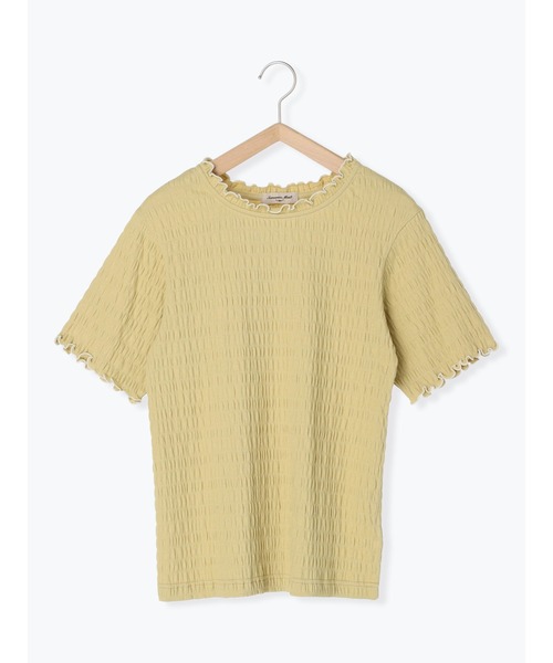 Samansa Mos2(サマンサ モスモス)の「カットシャーリング配色メロー半袖カットソー(Tシャツ/カットソー・レディース・ブラック/オフホワイト/ブラウン/グリーン・F)」の6枚目の写真