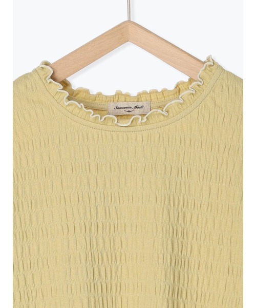 Samansa Mos2(サマンサ モスモス)の「カットシャーリング配色メロー半袖カットソー(Tシャツ/カットソー・レディース・ブラック/オフホワイト/ブラウン/グリーン・F)」の8枚目の写真