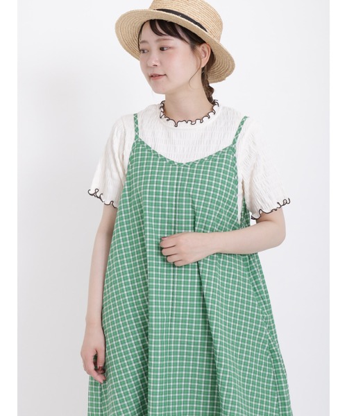 Samansa Mos2(サマンサ モスモス)の「カットシャーリング配色メロー半袖カットソー(Tシャツ/カットソー・レディース・ブラック/オフホワイト/ブラウン/グリーン・F)」の19枚目の写真