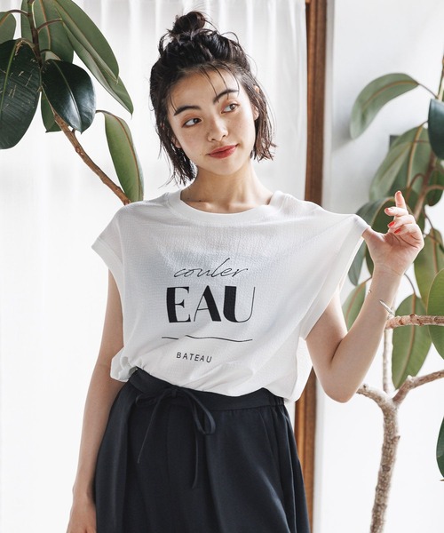 BAYFLOW（ベイフロー）の「楊柳ロゴＴ（Tシャツ/カットソー・レディース・テラコッタ/ブラック/カーキ/オフホワイト・FREE）」の2枚目の写真