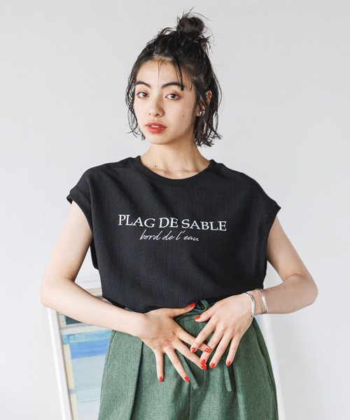 BAYFLOW（ベイフロー）の「楊柳ロゴＴ（Tシャツ/カットソー・レディース・テラコッタ/ブラック/カーキ/オフホワイト・FREE）」の3枚目の写真