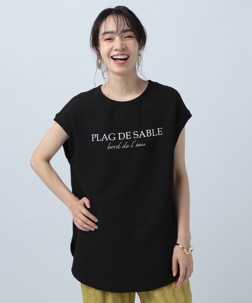 BAYFLOW（ベイフロー）の「楊柳ロゴＴ（Tシャツ/カットソー・レディース・テラコッタ/ブラック/カーキ/オフホワイト・FREE）」の5枚目の写真