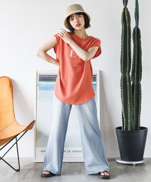 BAYFLOW（ベイフロー）の「楊柳ロゴＴ（Tシャツ/カットソー・レディース・テラコッタ/ブラック/カーキ/オフホワイト・FREE）」の13枚目の写真