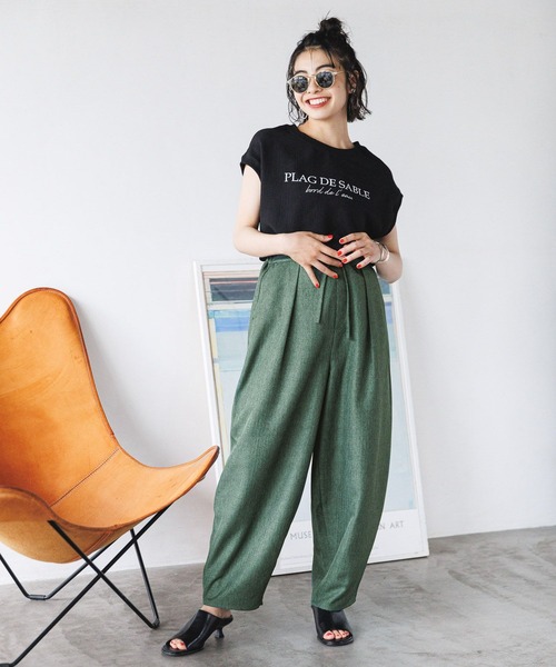 BAYFLOW（ベイフロー）の「楊柳ロゴＴ（Tシャツ/カットソー・レディース・テラコッタ/ブラック/カーキ/オフホワイト・FREE）」の10枚目の写真