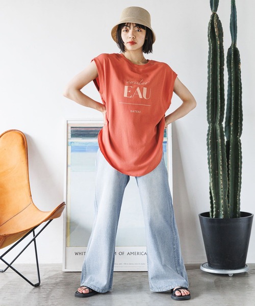 BAYFLOW（ベイフロー）の「楊柳ロゴＴ（Tシャツ/カットソー・レディース・テラコッタ/ブラック/カーキ/オフホワイト・FREE）」の15枚目の写真