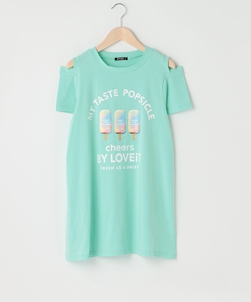 by LOVEiT（バイラビット）の「肩見せアイスバーワンピース（ワンピース・キッズ・ブラック/エメラルド/ホワイト/ラベンダー・120cm/140cm/150cm/160cm/130cm）」の3枚目の写真