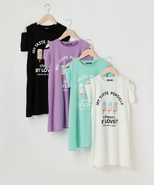 by LOVEiT（バイラビット）の「肩見せアイスバーワンピース（ワンピース・キッズ・ブラック/エメラルド/ホワイト/ラベンダー・120cm/140cm/150cm/160cm/130cm）」の9枚目の写真