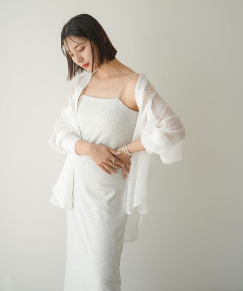 rectangle(レクタングル)の「バンドカラーシアーシャツ(シャツ/ブラウス・レディース・オフホワイト・FREE)」の5枚目の写真