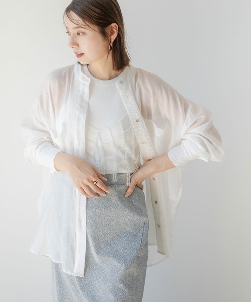 rectangle(レクタングル)の「バンドカラーシアーシャツ(シャツ/ブラウス・レディース・オフホワイト・FREE)」の17枚目の写真