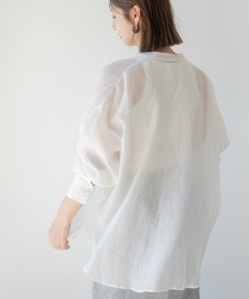 rectangle(レクタングル)の「バンドカラーシアーシャツ(シャツ/ブラウス・レディース・オフホワイト・FREE)」の18枚目の写真