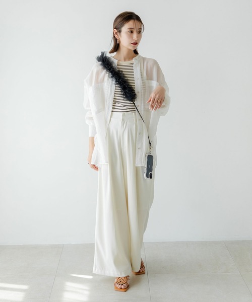 rectangle(レクタングル)の「バンドカラーシアーシャツ(シャツ/ブラウス・レディース・オフホワイト・FREE)」の20枚目の写真