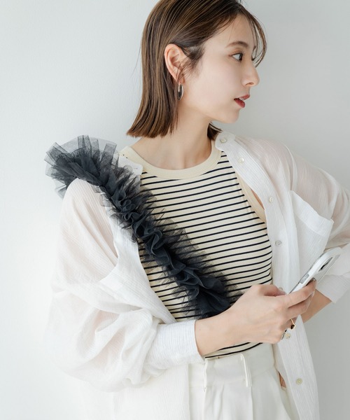 rectangle(レクタングル)の「バンドカラーシアーシャツ(シャツ/ブラウス・レディース・オフホワイト・FREE)」の21枚目の写真