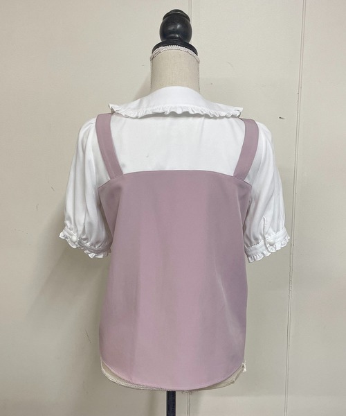 MA*RS(アメーバーマーズ)の「ハートバックルビスチェ風ブラウス(シャツ/ブラウス・レディース・ブラック/ホワイト×ブラック/ピンク・FREE)」の16枚目の写真