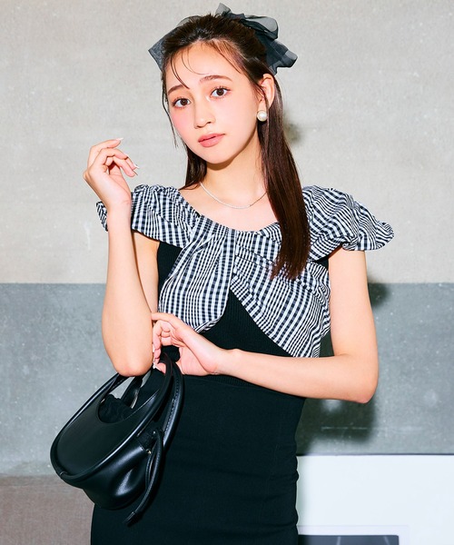 ROYAL PARTY(ロイヤルパーティー)の「リボンドッキングニットトップス(ニット/セーター・レディース・ブラック/マルチ/オフホワイト・FREE)」の21枚目の写真