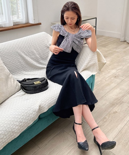 ROYAL PARTY(ロイヤルパーティー)の「リボンドッキングニットトップス(ニット/セーター・レディース・ブラック/マルチ/オフホワイト・FREE)」の14枚目の写真