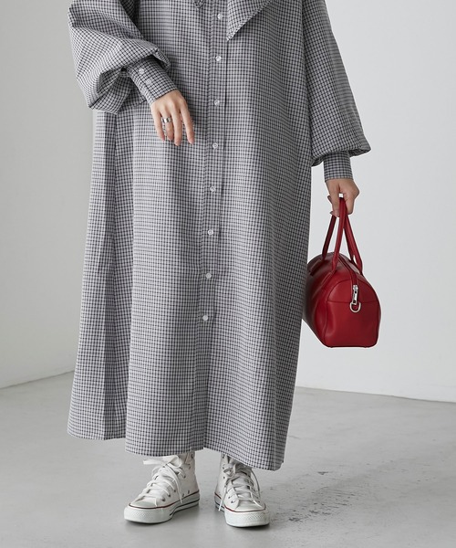 BONLECILL（ボンルシール）の「2way ボリュームスリーブ クラシカルボウタイリボンシャツワンピース（シャツワンピース・レディース・ブルー/ネイビー系/オフホワイト/ブラック系・FREE）」の17枚目の写真