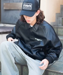 WEGO | WEGO/【23年秋冬新作】フェイクレザーワッペンブルゾン(ブルゾン)