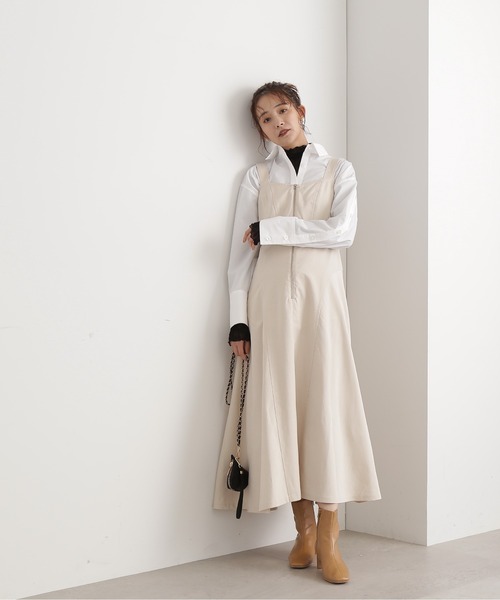 N.（N. Natural Beauty Basic）（エヌエヌナチュラルビューティーベーシック）の「◆コルセット風ジャンパースカート（ジャンパースカート・レディース・ベージュ/カーキ・MEDIUM）」の6枚目の写真