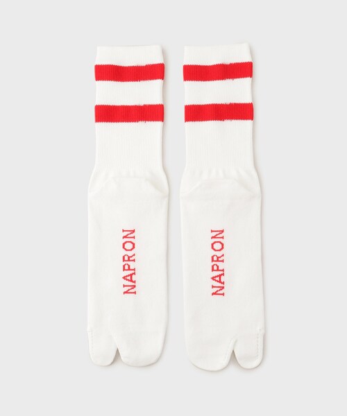 TAKEO KIKUCHI（タケオキクチ）の「【NAPRON】 BORDER HANPU TABI SOX（ソックス/靴下・メンズ・ブラック/グリーン/ブラウン系/レッド系1・00）」の6枚目の写真