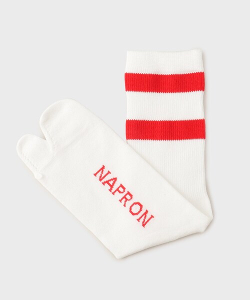 TAKEO KIKUCHI（タケオキクチ）の「【NAPRON】 BORDER HANPU TABI SOX（ソックス/靴下・メンズ・ブラック/グリーン/ブラウン系/レッド系1・00）」の10枚目の写真