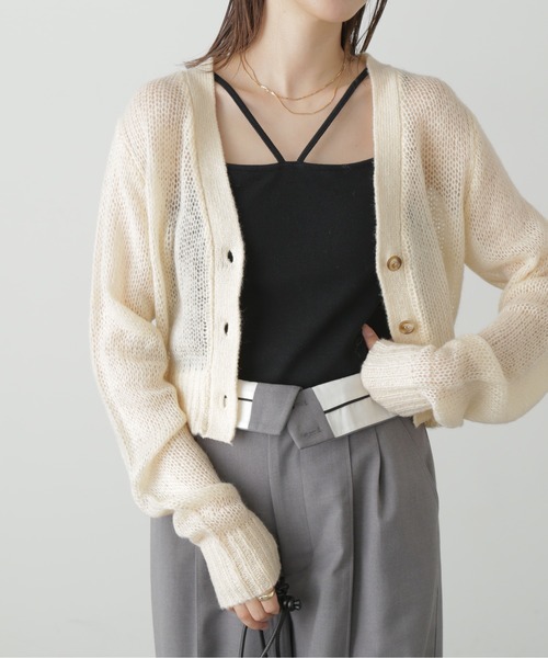 FREE'S MART（フリーズマート）の「◆シアーモヘアライクショート丈カーディガン（カーディガン/ボレロ・レディース・ピンク/ホワイト/ブラック・FREE）」の10枚目の写真