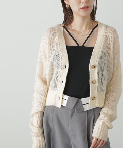 FREE'S MART（フリーズマート）の「◆シアーモヘアライクショート丈カーディガン（カーディガン/ボレロ・レディース・ピンク/ホワイト/ブラック・FREE）」の12枚目の写真