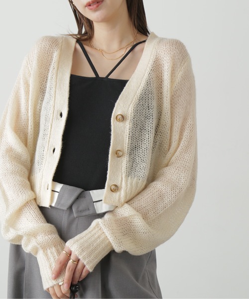 FREE'S MART（フリーズマート）の「◆シアーモヘアライクショート丈カーディガン（カーディガン/ボレロ・レディース・ピンク/ホワイト/ブラック・FREE）」の13枚目の写真