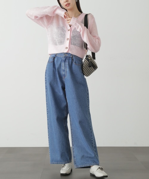 FREE'S MART（フリーズマート）の「◆シアーモヘアライクショート丈カーディガン（カーディガン/ボレロ・レディース・ピンク/ホワイト/ブラック・FREE）」の6枚目の写真