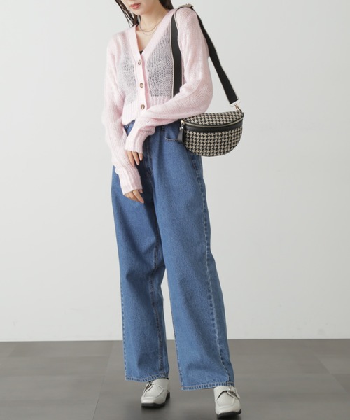 FREE'S MART（フリーズマート）の「◆シアーモヘアライクショート丈カーディガン（カーディガン/ボレロ・レディース・ピンク/ホワイト/ブラック・FREE）」の7枚目の写真