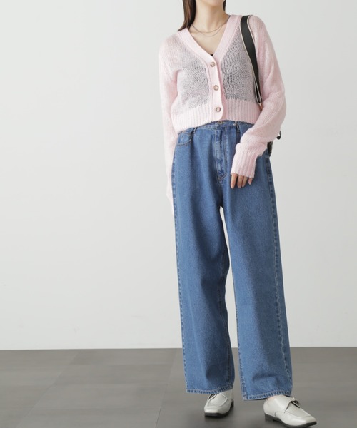 FREE'S MART（フリーズマート）の「◆シアーモヘアライクショート丈カーディガン（カーディガン/ボレロ・レディース・ピンク/ホワイト/ブラック・FREE）」の8枚目の写真