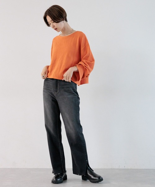 LEPSIM(レプシィム)の「クロップド長袖プルオーバー 908511(Tシャツ/カットソー・レディース・オレンジ/ライトグリーン/ブラック/アイボリー・FREE)」の19枚目の写真