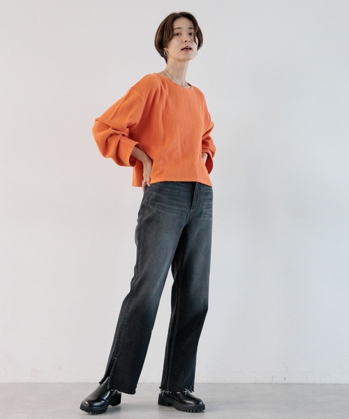 LEPSIM(レプシィム)の「クロップド長袖プルオーバー 908511(Tシャツ/カットソー・レディース・オレンジ/ライトグリーン/ブラック/アイボリー・FREE)」の20枚目の写真