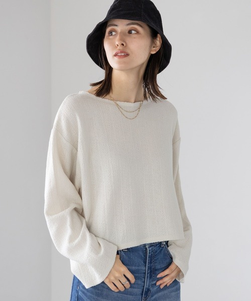 LEPSIM(レプシィム)の「クロップド長袖プルオーバー 908511(Tシャツ/カットソー・レディース・オレンジ/ライトグリーン/ブラック/アイボリー・FREE)」の7枚目の写真