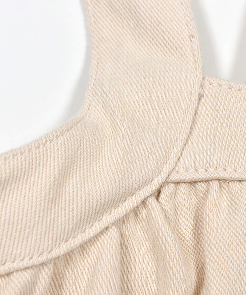 Noeil aime BeBe(ノイユエイムベベ)の「ニットデニムジャンパースカート(80~130cm)(ジャンパースカート・キッズ・ネイビー/ベージュ・110cm/120cm/90cm/100cm/130cm)」の3枚目の写真