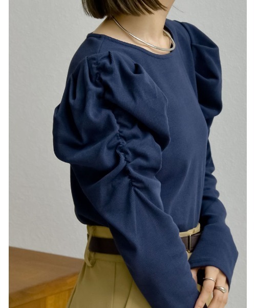 Re:EDIT（リエディ）の「パフスリーブクルーネックリブカットソー