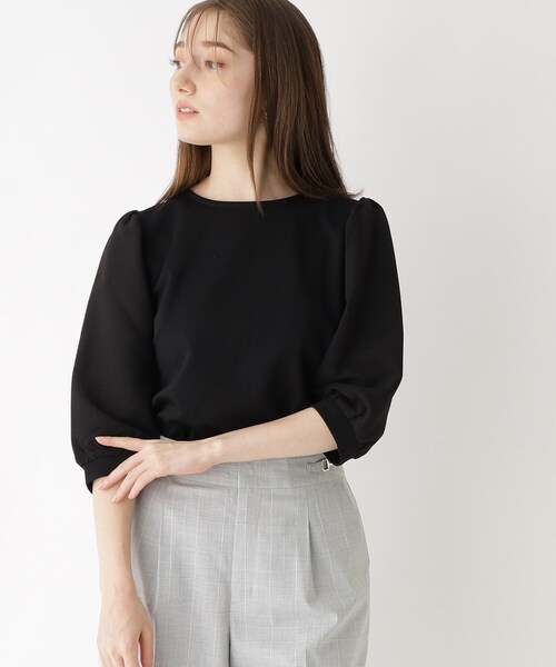 index(インデックス)の「◆異素材ボリュームスリーブトップス/シアー【洗濯機洗い可】(Tシャツ/カットソー・レディース・オフホワイト/ライトグレー/ライトグリーン/チャコールグレー/ブラック・42/38/40/36)」の3枚目の写真