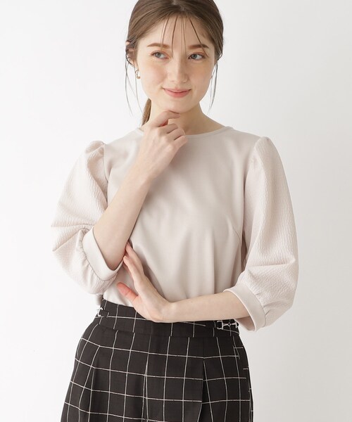 index(インデックス)の「◆異素材ボリュームスリーブトップス/シアー【洗濯機洗い可】(Tシャツ/カットソー・レディース・オフホワイト/ライトグレー/ライトグリーン/チャコールグレー/ブラック・42/38/40/36)」の18枚目の写真