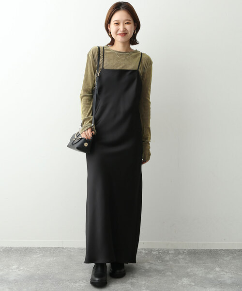 SLOBE IENA(スローブイエナ)の「シアーフロッキークルーネックロンTEE(Tシャツ/カットソー・レディース・カーキ/ネイビー・FREE)」の3枚目の写真