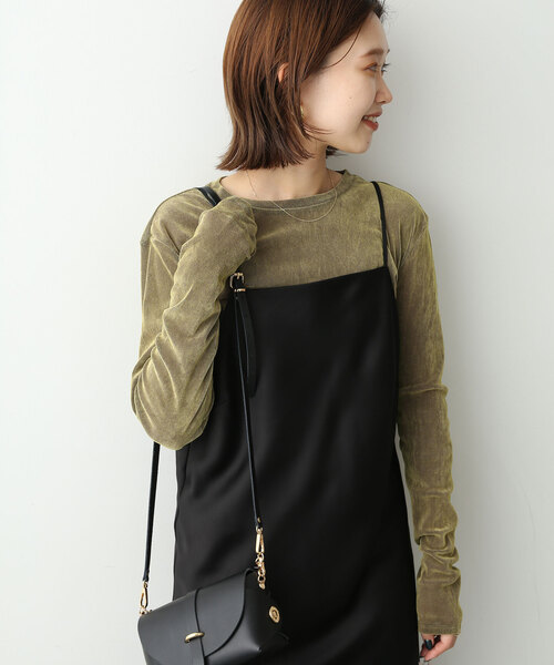 SLOBE IENA(スローブイエナ)の「シアーフロッキークルーネックロンTEE(Tシャツ/カットソー・レディース・カーキ/ネイビー・FREE)」の8枚目の写真