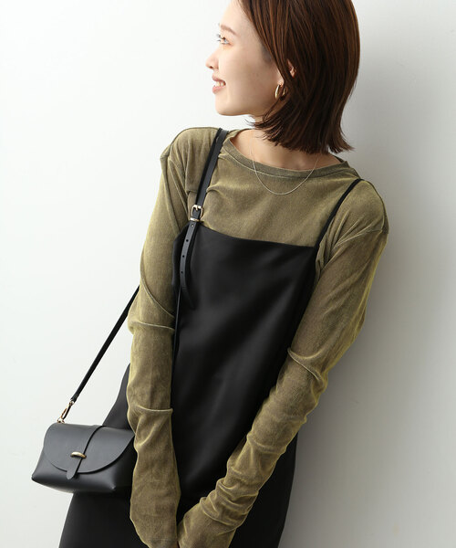 SLOBE IENA(スローブイエナ)の「シアーフロッキークルーネックロンTEE(Tシャツ/カットソー・レディース・カーキ/ネイビー・FREE)」の9枚目の写真