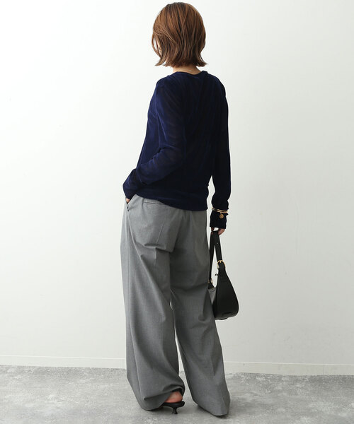 SLOBE IENA(スローブイエナ)の「シアーフロッキークルーネックロンTEE(Tシャツ/カットソー・レディース・カーキ/ネイビー・FREE)」の19枚目の写真