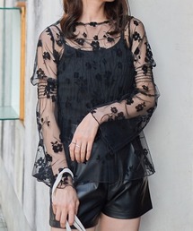 Rejoule | 花柄シアーシャーリングトップス(Tシャツ/カットソー)
