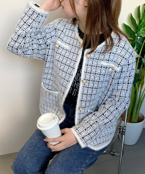 CRB(シーアールビー)の「ツイードニットカーディガン(カーディガン/ボレロ)」 - WEAR