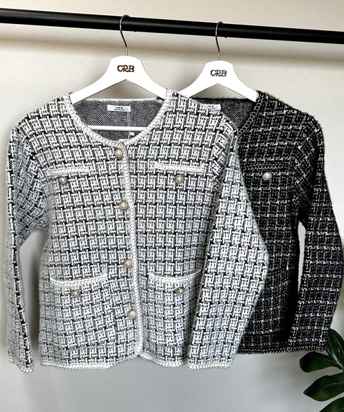CRB（シーアールビー）の「ツイードニットカーディガン（カーディガン/ボレロ）」 - WEAR