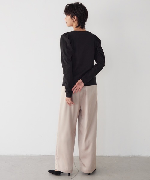for/c（フォーシー）の「タックスリーブロンT【USAコットン】（Tシャツ/カットソー・レディース・アイボリー/ブラック・M/L/LL）」の7枚目の写真