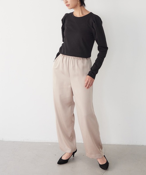 for/c（フォーシー）の「タックスリーブロンT【USAコットン】（Tシャツ/カットソー・レディース・アイボリー/ブラック・M/L/LL）」の8枚目の写真