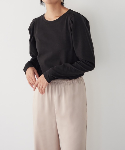 for/c（フォーシー）の「タックスリーブロンT【USAコットン】（Tシャツ/カットソー・レディース・アイボリー/ブラック・M/L/LL）」の10枚目の写真