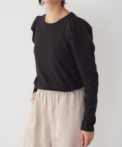 for/c（フォーシー）の「タックスリーブロンT【USAコットン】（Tシャツ/カットソー・レディース・アイボリー/ブラック・M/L/LL）」の11枚目の写真